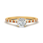 Load image into Gallery viewer, french-pave-cushion-petite-orange-sapphire-engagement-ring-in-FD9918CURGSAORANGLE3-NL-YG