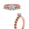 Load image into Gallery viewer, french-pave-cushion-petite-orange-sapphire-wedding-ring-set-in-FD9918CUGSAORANGLE3-NL-RG-B1