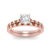 Load image into Gallery viewer, french-pave-cushion-petite-orange-sapphire-wedding-ring-set-in-FD9918CUGSAORANGLE3-NL-RG-B1