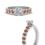 Load image into Gallery viewer, french-pave-cushion-petite-orange-sapphire-wedding-ring-set-in-FD9918CUGSAORANGLE3-NL-WG-B1

