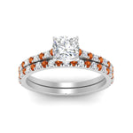 Load image into Gallery viewer, french-pave-cushion-petite-orange-sapphire-wedding-ring-set-in-FD9918CUGSAORANGLE3-NL-WG-B1
