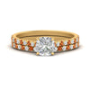 Load image into Gallery viewer, french-pave-cushion-petite-orange-sapphire-wedding-ring-set-in-FD9918CUGSAORANGLE3-NL-YG-B1