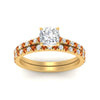 Load image into Gallery viewer, french-pave-cushion-petite-orange-sapphire-wedding-ring-set-in-FD9918CUGSAORANGLE3-NL-YG-B1