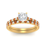 Load image into Gallery viewer, french-pave-cushion-petite-orange-sapphire-wedding-ring-set-in-FD9918CUGSAORANGLE3-NL-YG-B1
