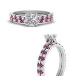 Load image into Gallery viewer, french-pave-cushion-petite-pink-sapphire-wedding-ring-set-in-FD9918CUGSADRPIANGLE3-NL-WG-B1
