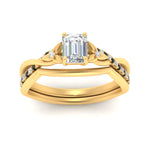 Load image into Gallery viewer, french-pave-emerald-cut-contour-black-diamond-wedding-band-in-yellow-gold-FD9986B1EMGBLACK-NL-YG
