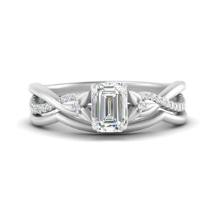 Emerald Cut Daisy Twisted Bridal Ring Set