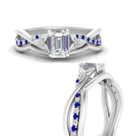 Load image into Gallery viewer, french-pave-emerald-cut-contour-sapphire-wedding-band-in-white-gold-FD9986B1EMGSABL-NL-WG
