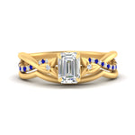 Load image into Gallery viewer, french-pave-emerald-cut-contour-sapphire-wedding-band-in-yellow-gold-FD9986B1EMGSABL-NL-YG
