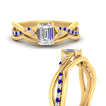 Load image into Gallery viewer, french-pave-emerald-cut-contour-sapphire-wedding-band-in-yellow-gold-FD9986B1EMGSABL-NL-YG
