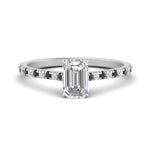 Load image into Gallery viewer, french-pave-emerald-cut-petite-black-diamond-engagement-ring-in-FD9918EMRGBLACKANGLE3-NL-WG