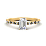 Load image into Gallery viewer, french-pave-emerald-cut-petite-black-diamond-engagement-ring-in-FD9918EMRGBLACKANGLE3-NL-YG