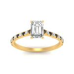 Load image into Gallery viewer, french-pave-emerald-cut-petite-black-diamond-engagement-ring-in-FD9918EMRGBLACKANGLE3-NL-YG
