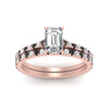 Load image into Gallery viewer, french-pave-emerald-cut-petite-black-diamond-wedding-ring-set-in-FD9918EMGBLACKANGLE3-NL-RG-B1