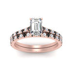 Load image into Gallery viewer, french-pave-emerald-cut-petite-black-diamond-wedding-ring-set-in-FD9918EMGBLACKANGLE3-NL-RG-B1

