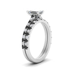Load image into Gallery viewer, french-pave-emerald-cut-petite-black-diamond-wedding-ring-set-in-FD9918EMGBLACKANGLE3-NL-WG-B1

