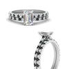 Load image into Gallery viewer, french-pave-emerald-cut-petite-black-diamond-wedding-ring-set-in-FD9918EMGBLACKANGLE3-NL-WG-B1