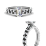 Load image into Gallery viewer, french-pave-emerald-cut-petite-black-diamond-wedding-ring-set-in-FD9918EMGBLACKANGLE3-NL-WG-B1
