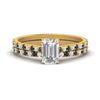 Load image into Gallery viewer, french-pave-emerald-cut-petite-black-diamond-wedding-ring-set-in-FD9918EMGBLACKANGLE3-NL-YG-B1