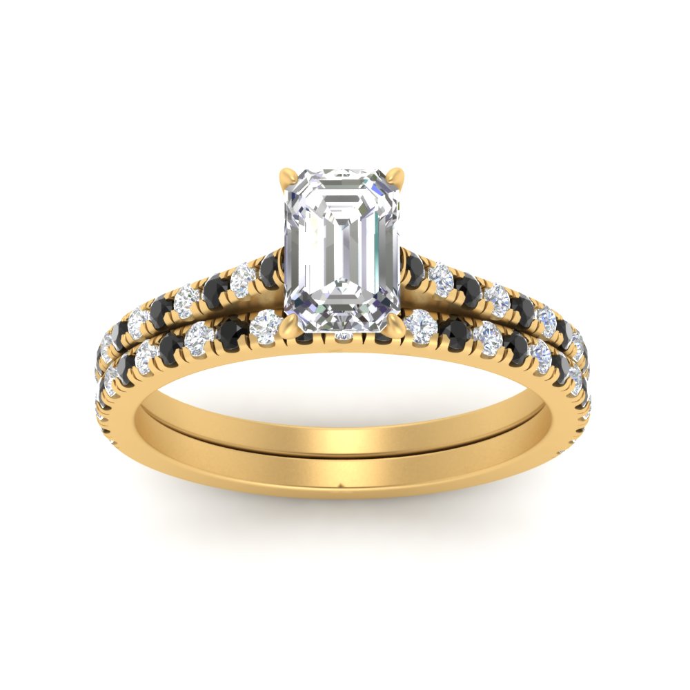 french-pave-emerald-cut-petite-black-diamond-wedding-ring-set-in-FD9918EMGBLACKANGLE3-NL-YG-B1