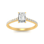 Load image into Gallery viewer, french-pave-emerald-cut-petite-diamond-engagement-ring-in-FD9918EMRANGLE3-NL-YG