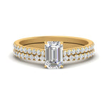 Load image into Gallery viewer, french-pave-emerald-cut-petite-diamond-wedding-ring-set-in-FD9918EMANGLE3-NL-YG-B1
