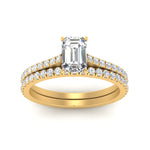 Load image into Gallery viewer, french-pave-emerald-cut-petite-diamond-wedding-ring-set-in-FD9918EMANGLE3-NL-YG-B1
