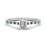 Load image into Gallery viewer, french-pave-emerald-cut-petite-emerald-engagement-ring-in-FD9918EMRGEMGRANGLE3-NL-WG