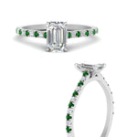 Load image into Gallery viewer, french-pave-emerald-cut-petite-emerald-engagement-ring-in-FD9918EMRGEMGRANGLE3-NL-WG