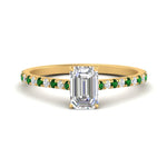 Load image into Gallery viewer, french-pave-emerald-cut-petite-emerald-engagement-ring-in-FD9918EMRGEMGRANGLE3-NL-YG
