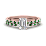 Load image into Gallery viewer, french-pave-emerald-cut-petite-emerald-wedding-ring-set-in-FD9918EMGEMGRANGLE3-NL-RG-B1

