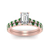 Load image into Gallery viewer, french-pave-emerald-cut-petite-emerald-wedding-ring-set-in-FD9918EMGEMGRANGLE3-NL-RG-B1