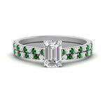 Load image into Gallery viewer, french-pave-emerald-cut-petite-emerald-wedding-ring-set-in-FD9918EMGEMGRANGLE3-NL-WG-B1
