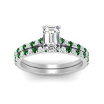 Load image into Gallery viewer, french-pave-emerald-cut-petite-emerald-wedding-ring-set-in-FD9918EMGEMGRANGLE3-NL-WG-B1
