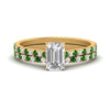 Load image into Gallery viewer, french-pave-emerald-cut-petite-emerald-wedding-ring-set-in-FD9918EMGEMGRANGLE3-NL-YG-B1