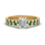 Load image into Gallery viewer, french-pave-emerald-cut-petite-emerald-wedding-ring-set-in-FD9918EMGEMGRANGLE3-NL-YG-B1
