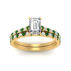 Load image into Gallery viewer, french-pave-emerald-cut-petite-emerald-wedding-ring-set-in-FD9918EMGEMGRANGLE3-NL-YG-B1
