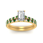 Load image into Gallery viewer, french-pave-emerald-cut-petite-emerald-wedding-ring-set-in-FD9918EMGEMGRANGLE3-NL-YG-B1
