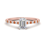Load image into Gallery viewer, french-pave-emerald-cut-petite-orange-sapphire-engagement-ring-in-FD9918EMRGSAORANGLE3-NL-RG