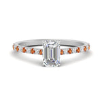 Load image into Gallery viewer, french-pave-emerald-cut-petite-orange-sapphire-engagement-ring-in-FD9918EMRGSAORANGLE3-NL-WG