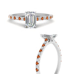 Load image into Gallery viewer, french-pave-emerald-cut-petite-orange-sapphire-engagement-ring-in-FD9918EMRGSAORANGLE3-NL-WG