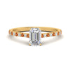 Load image into Gallery viewer, french-pave-emerald-cut-petite-orange-sapphire-engagement-ring-in-FD9918EMRGSAORANGLE3-NL-YG