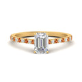 Thumbnail 71 - french-pave-emerald-cut-petite-orange-sapphire-engagement-ring-in-FD9918EMRGSAORANGLE3-NL-YG