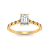 Load image into Gallery viewer, french-pave-emerald-cut-petite-orange-sapphire-engagement-ring-in-FD9918EMRGSAORANGLE3-NL-YG