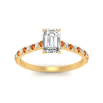 Load image into Gallery viewer, french-pave-emerald-cut-petite-orange-sapphire-engagement-ring-in-FD9918EMRGSAORANGLE3-NL-YG