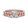 Load image into Gallery viewer, french-pave-emerald-cut-petite-orange-sapphire-wedding-ring-set-in-FD9918EMGSAORANGLE3-NL-RG-B1