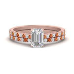 Load image into Gallery viewer, french-pave-emerald-cut-petite-orange-sapphire-wedding-ring-set-in-FD9918EMGSAORANGLE3-NL-RG-B1
