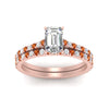 Load image into Gallery viewer, french-pave-emerald-cut-petite-orange-sapphire-wedding-ring-set-in-FD9918EMGSAORANGLE3-NL-RG-B1