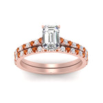 Load image into Gallery viewer, french-pave-emerald-cut-petite-orange-sapphire-wedding-ring-set-in-FD9918EMGSAORANGLE3-NL-RG-B1
