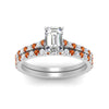 Load image into Gallery viewer, french-pave-emerald-cut-petite-orange-sapphire-wedding-ring-set-in-FD9918EMGSAORANGLE3-NL-WG-B1